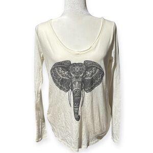 Hollister Cream Elephant Graphic Long Sleeve Tee